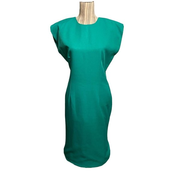 Vintage 80s Dress Jacket Set Cary Robbins Sheath  Approximately SIZE 10 Green - Picture 3 of 11
